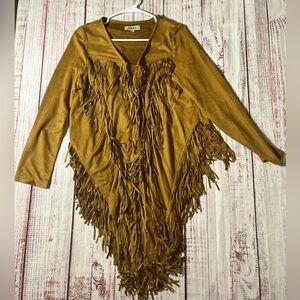 Rockin C vintage faux suede Golden Fringe jacket size medium